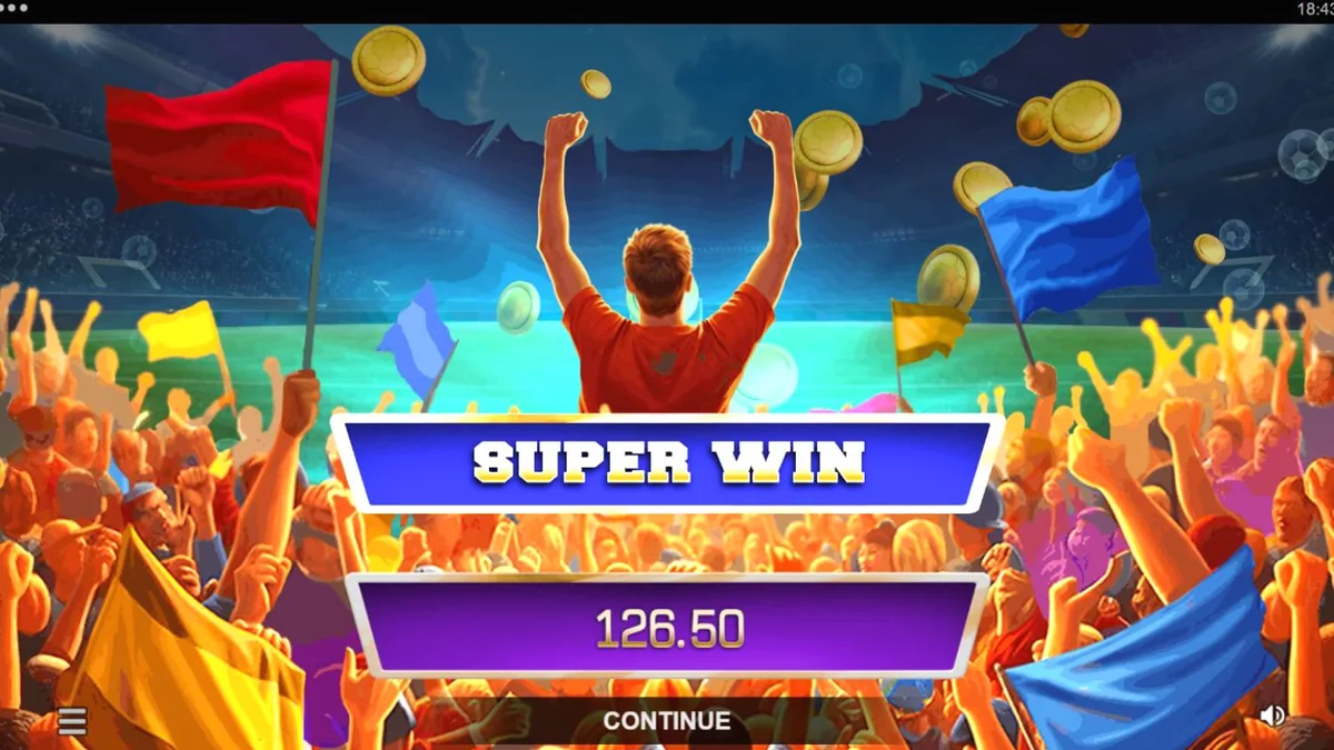 Tampilan visual lapangan sepak bola dalam permainan slot Ultimate Goal Blitz